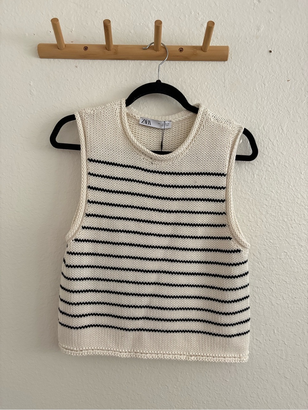 Zara Cream & Black Striped Knit Tank